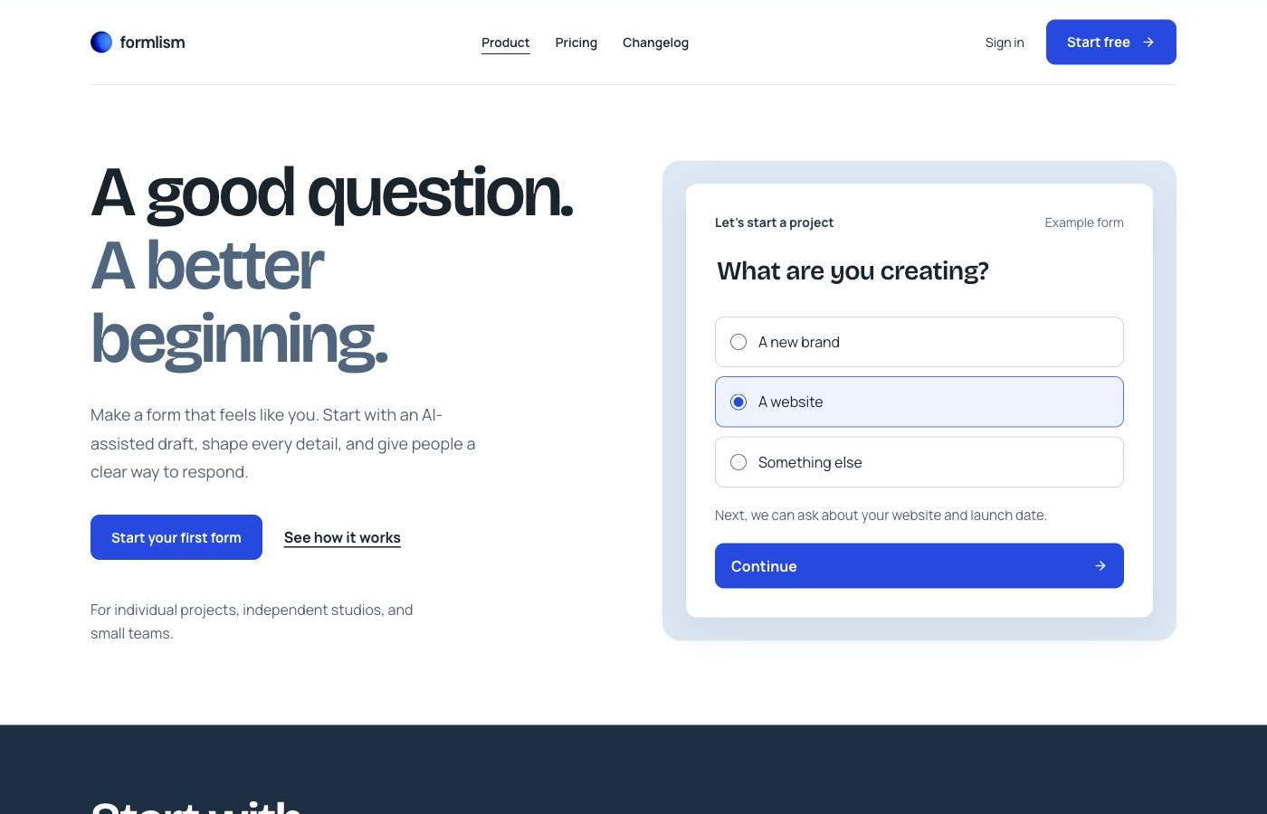 Modern studio homepage preview