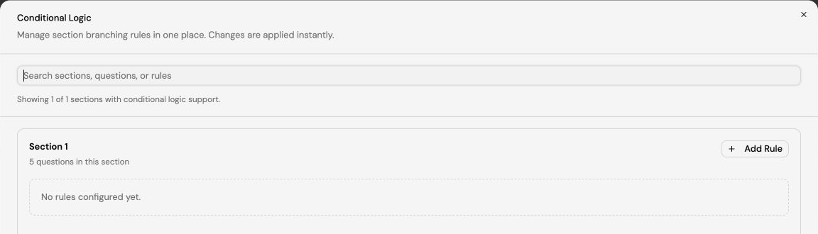 Actual Formlism conditional logic controls in the form editor